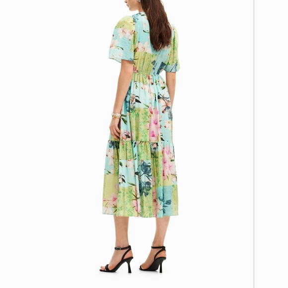 Desigual Nwot Cherry blossom midi Button Up dress Multi Floral Print Size XS - Picture 4 of 16